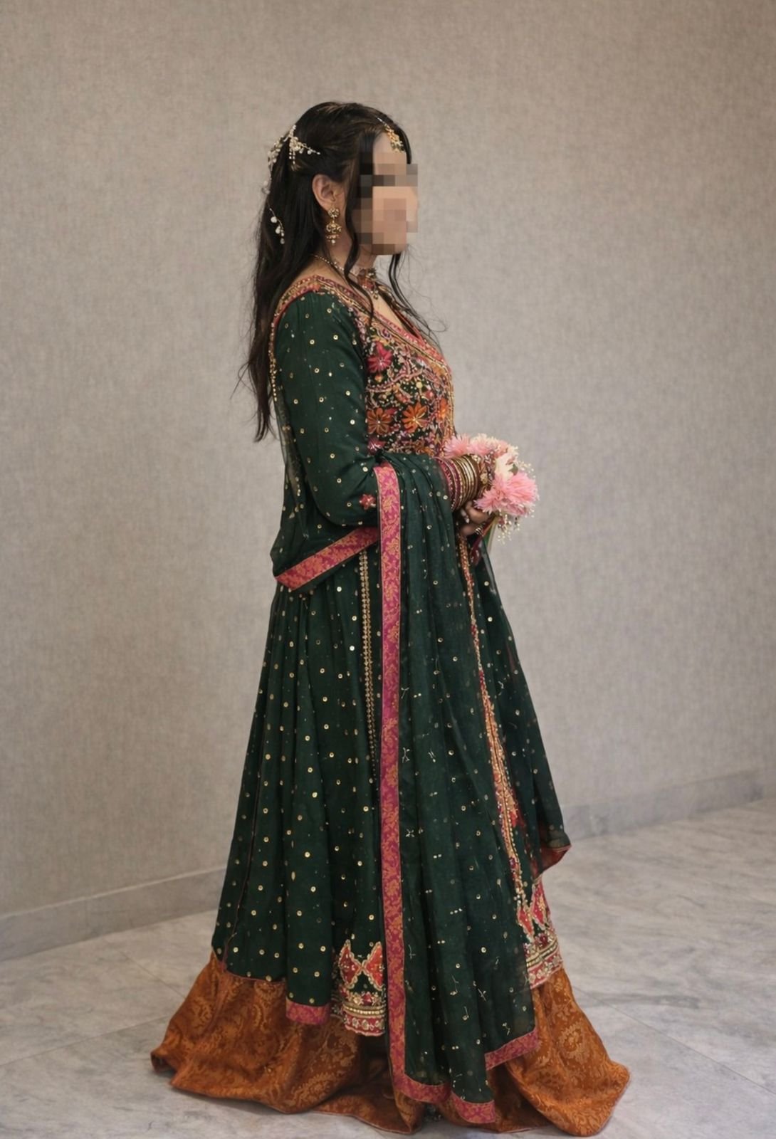 Khaadi booti fabric Anarka style maxi - Image 2