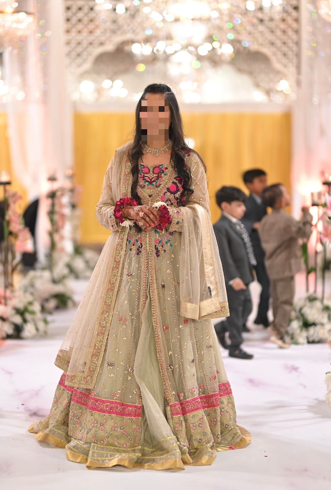 Fabric net front open maxi sharara