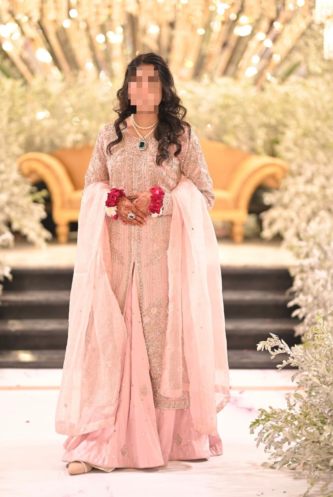 Front open gown style Fabric organza