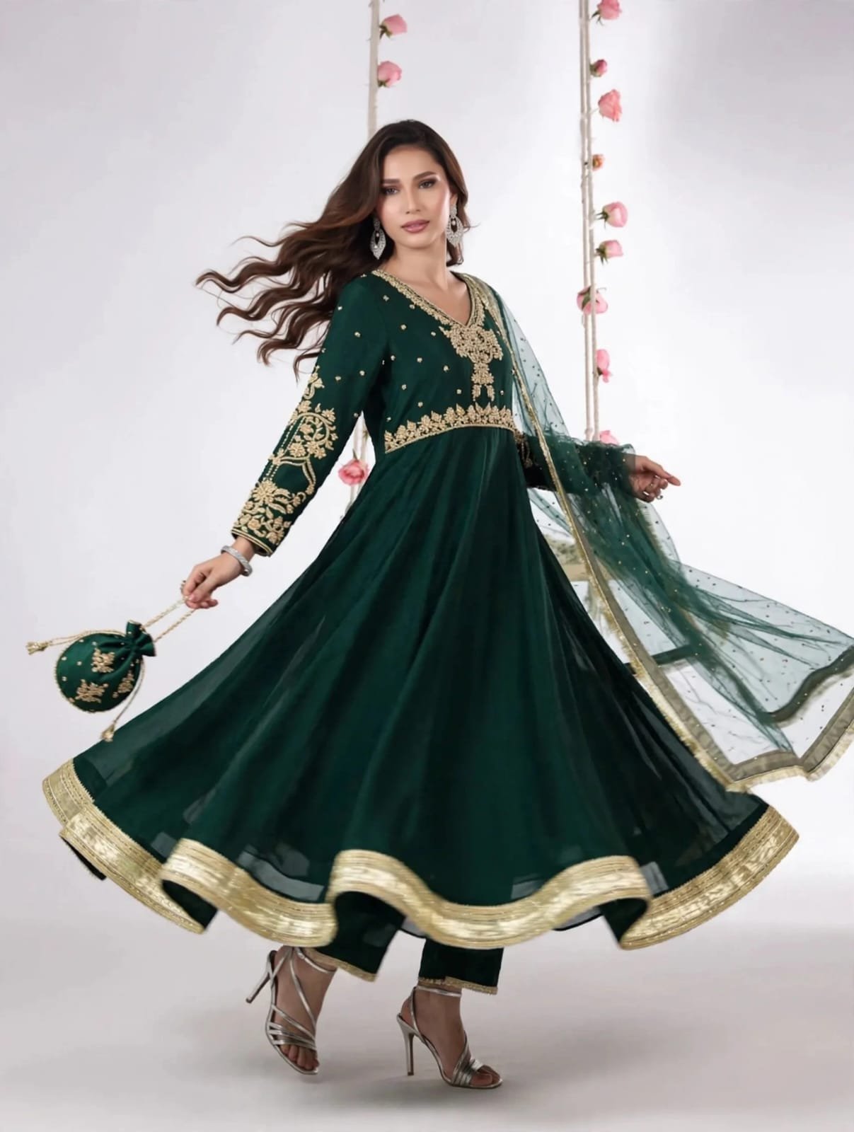 Sheesha Silk Party Wear Maxi - Image 4