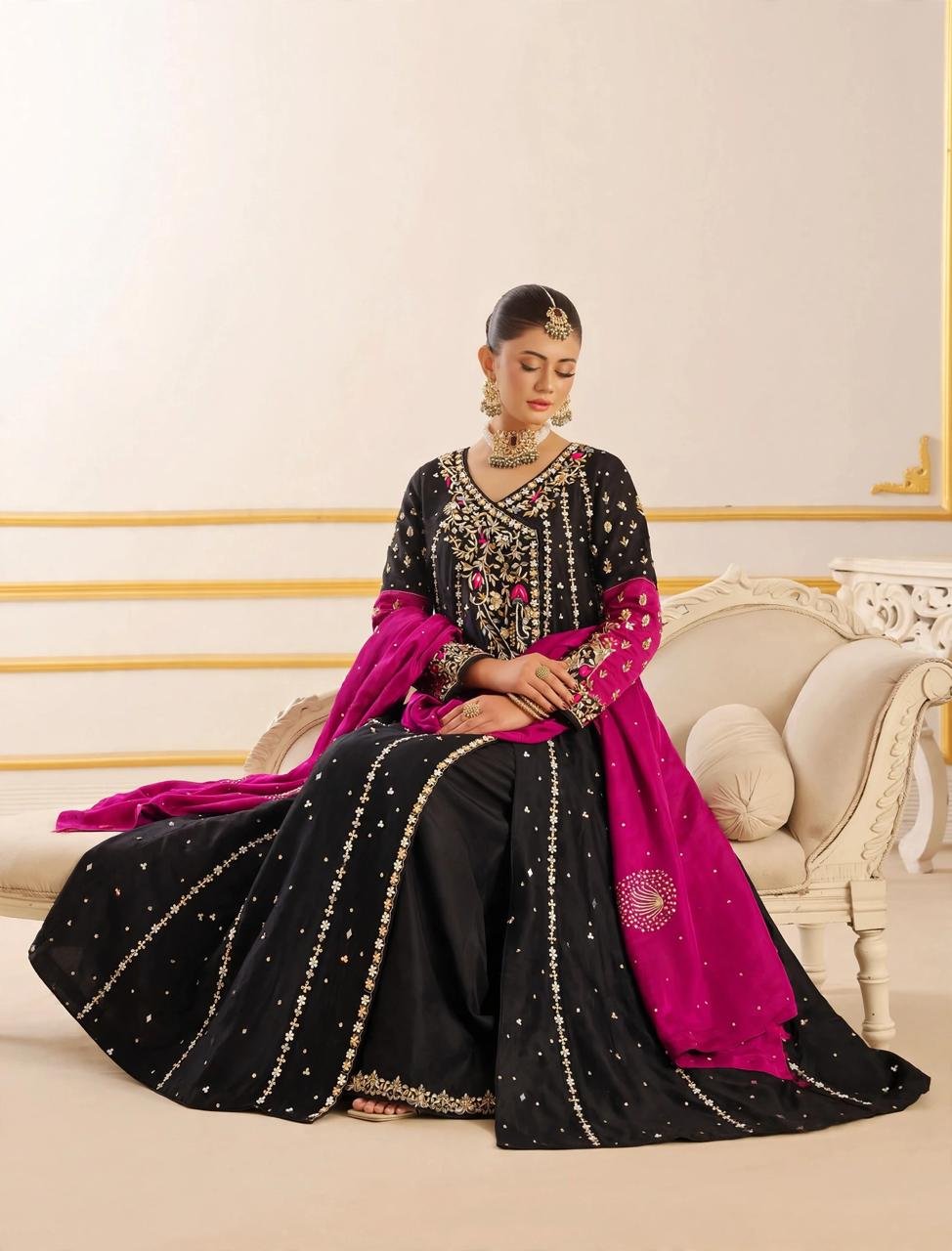 Pure Sheesha Silk Anarkali Maxi