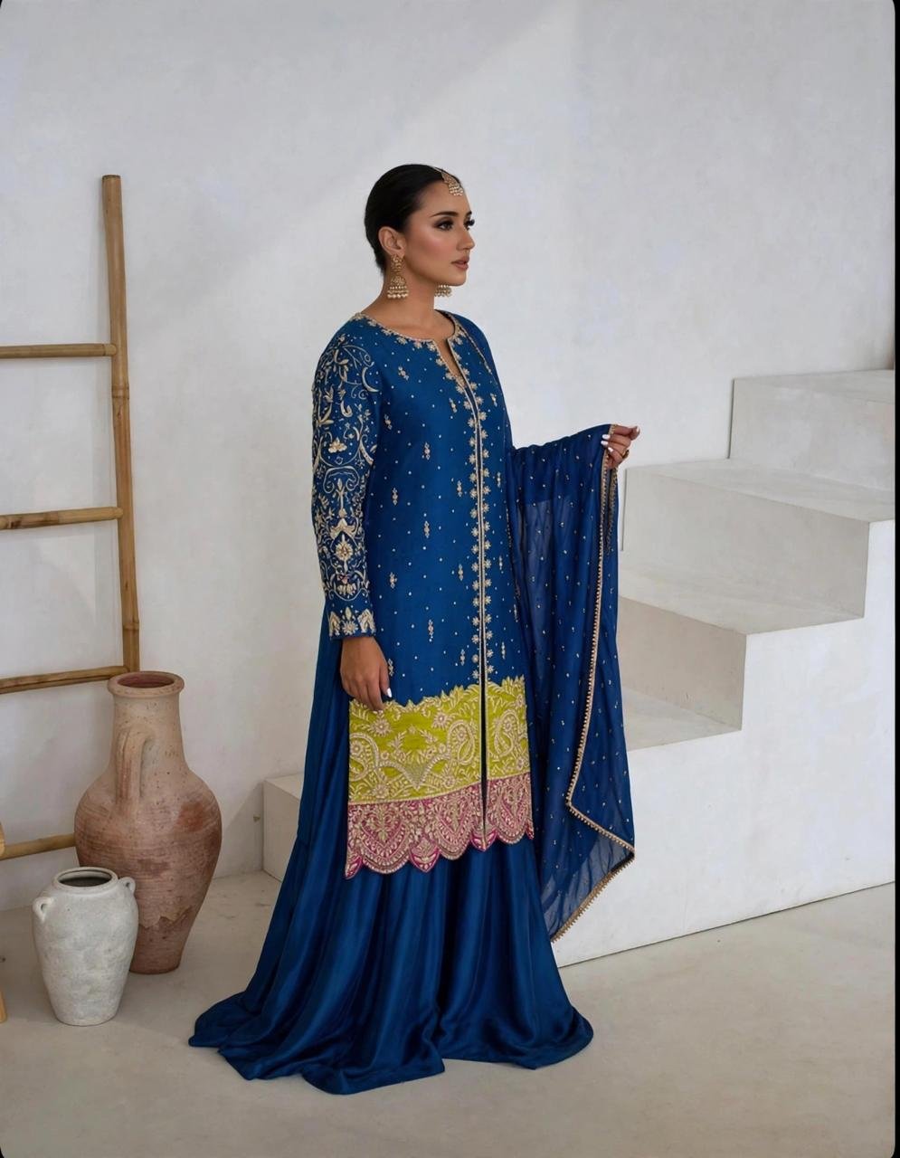 Pure Sheesha Silk Front Open Shirt with Dhaka - Image 4
