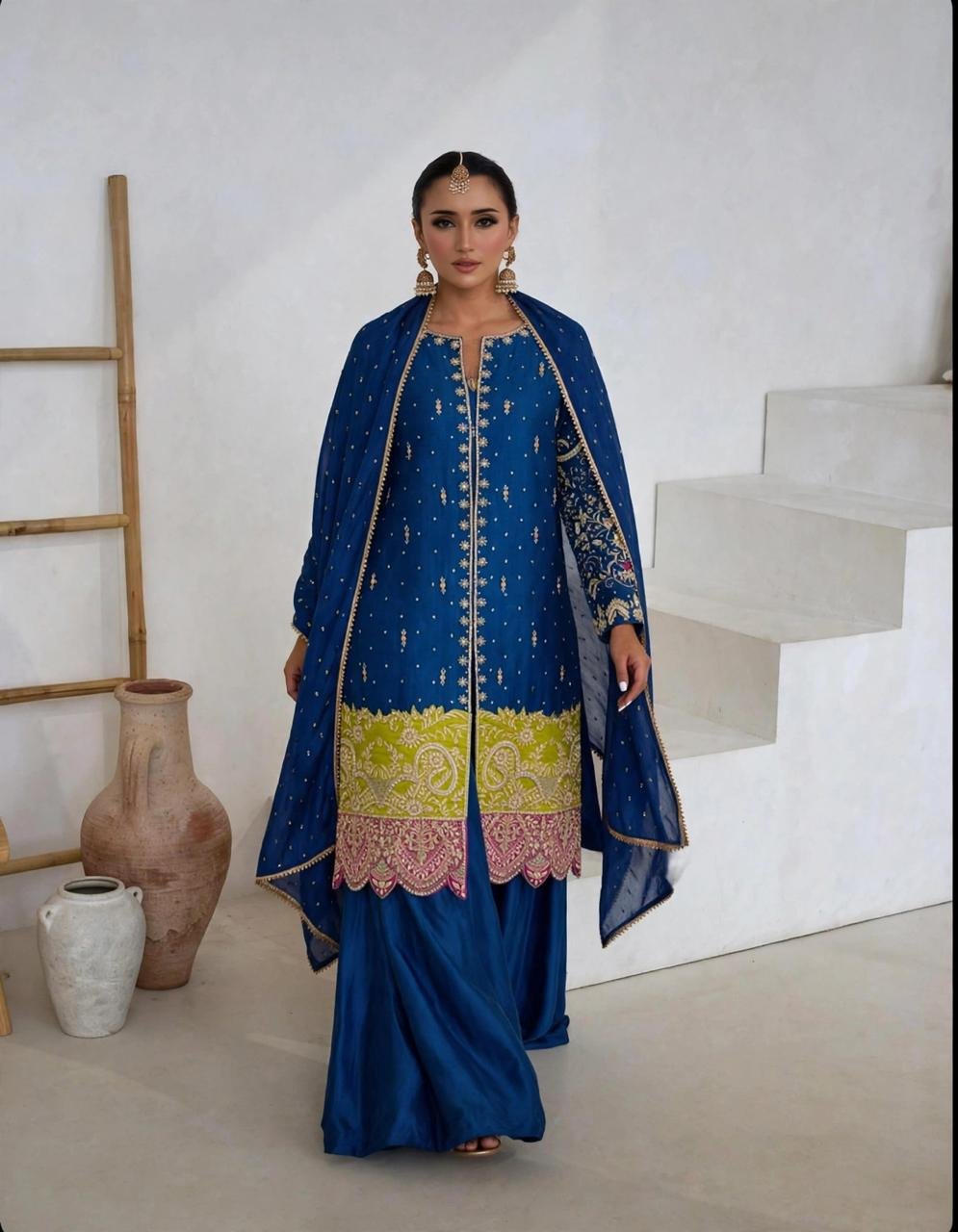 Pure Sheesha Silk Front Open Shirt with Dhaka - Image 2
