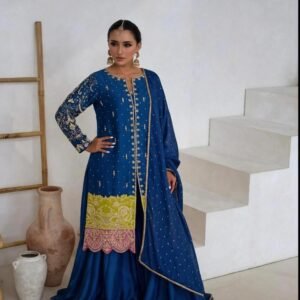 Pure Sheesha Silk Front Open Shirt with Dhaka