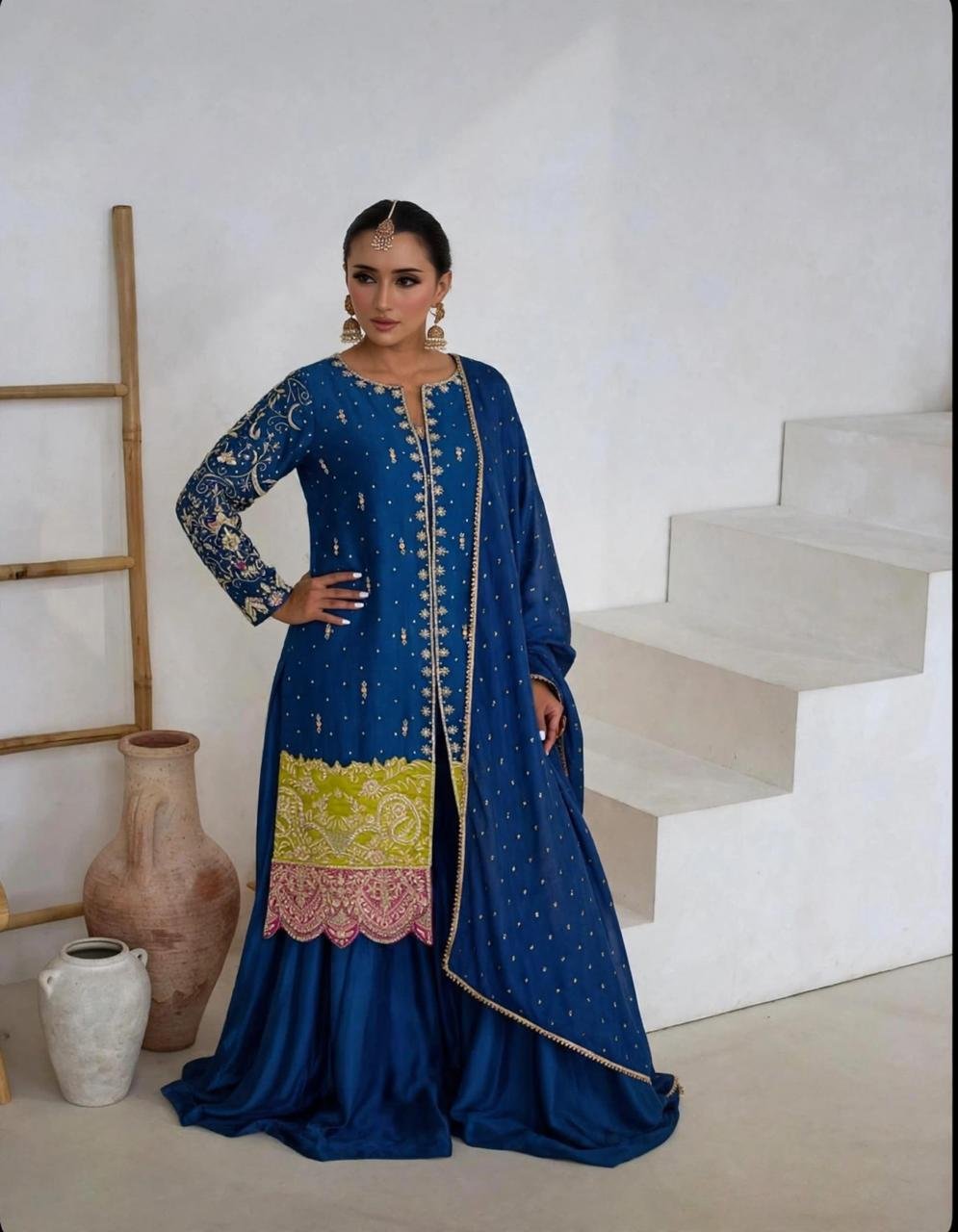 Pure Sheesha Silk Front Open Shirt with Dhaka