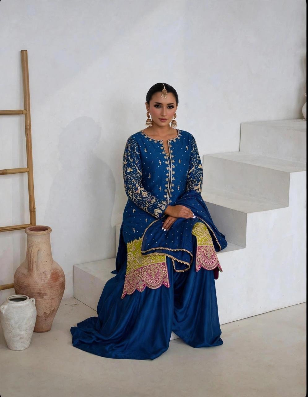 Pure Sheesha Silk Front Open Shirt with Dhaka - Image 3