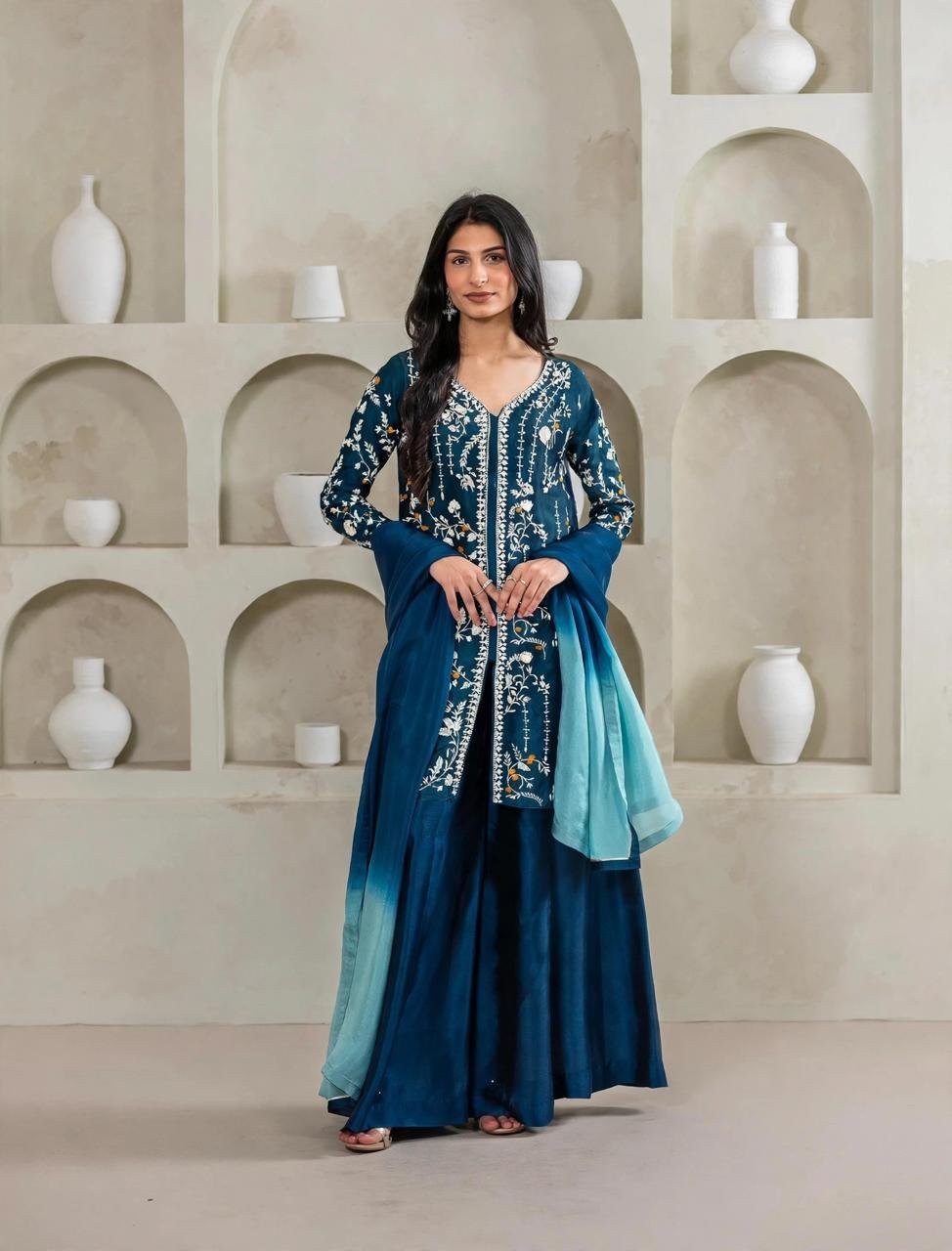 Pure Sheesha Silk Front Open Shirt