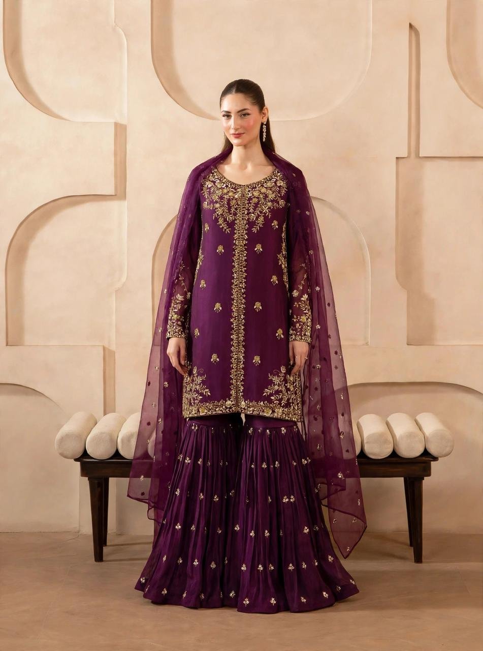 Pure Sheesha Silk Shirt with Garara