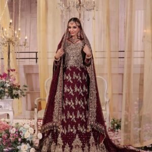 Pure Khaddi Spunch Booti Bridal Lengha Choli