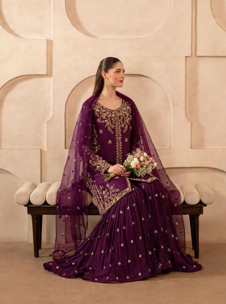 Pure Sheesha Silk Shirt with Garara - Image 2