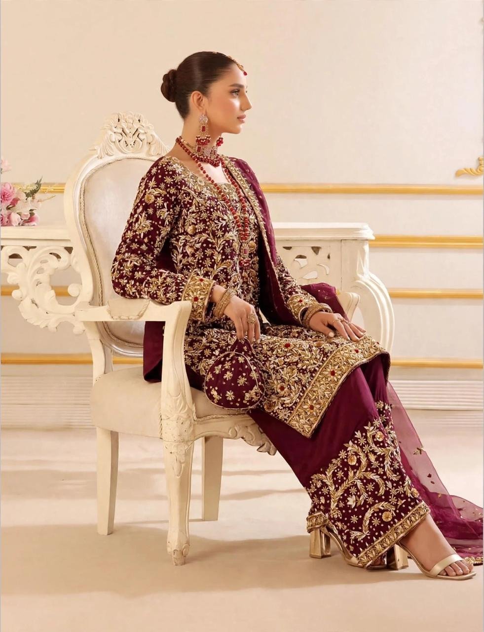 Pure Sheesha Silk Party Wear Shirt with Hijaar - Image 2