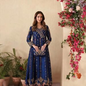Pure Sheesha Silk Maxi with Clutch and Chan Booti Dupatta